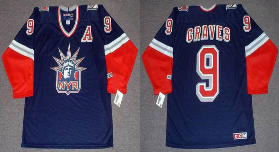 2019 Men New York Rangers #9 Graves blue CCM NHL jerseys->new york rangers->NHL Jersey